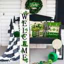 RABUSOFA St Patricks Day Outdoor Waterproof Throw Pillow Cover,16x16 Inch Charm Clover Buffalo Plaid Shamrock Heart Stripes Cushion Case Decoration for Couch (Green)