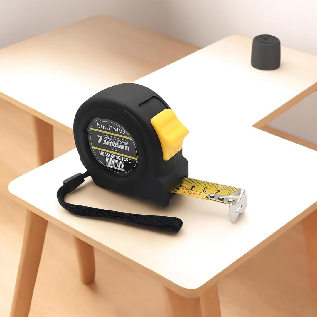 binifiMux Tape Measure 25FT with Fractions 1/8 Scale, Retractable Easy Read Measuring Tape,Pocket Measurement Tape with Metal Belt Clip for Construction, Contractor, Carpenter, Woodworking, Pack of 2 (7.5M inch fraction)