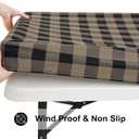 Smiry Rectangle Picnic Table Cloth, Elastic Waterproof Fitted Vinyl Tablecloths, Flannel Backed Buffalo Plaid Table Covers for Dining, Camping, Outdoor (Black and Khaki, 30" x 72")