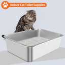 5 x Stainless Steel Litter Box, Metal Cat Litter Box with High Sided for Medium and Small Cats, Kitty Litter Boxes, Non-Stick, Easy to Clean, Sturdy and Durable Cat Toilet (17.52" L x 13.6" W x 6" H)