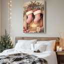 GSPQAZ Christmas Stockings Wall Art - Cozy Holiday Canvas Print for Vintage Christmas Decor 12x18inch-Unframed (7)