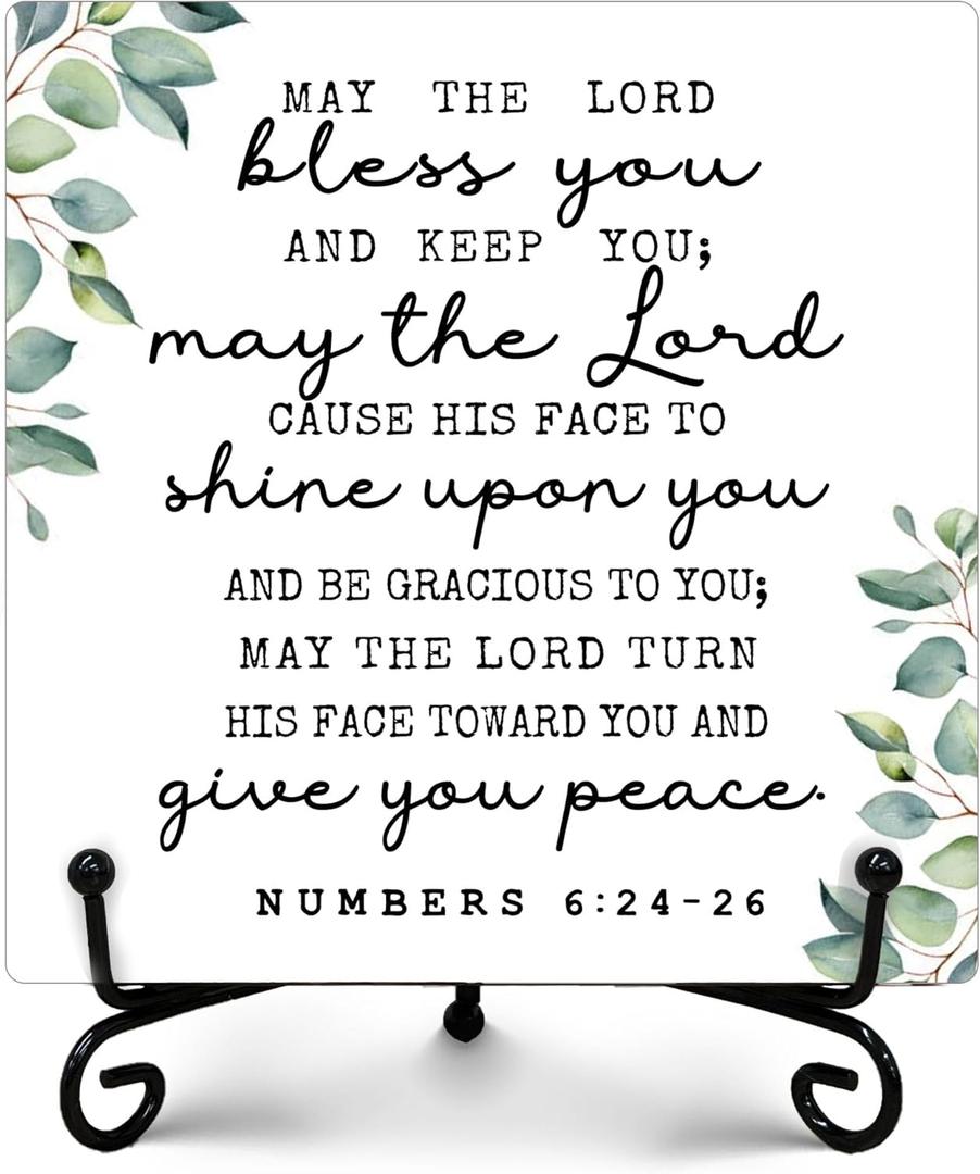 The Lord Bless You And Keep You Sign, Rustic Christian Decor, Farmhouse Home Office Decor, Inspirational Christian Gifts for Women Men, Vintage Decoration for Bedroom Bathroom, 5" x 5"-303