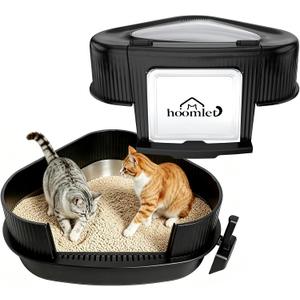 Large Enclosed Corner Cat Litter Box with Lid