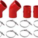 Heavy Duty Silicone Intercooler Boot Kit Compatible with Dodge 1994-2002 Ram Pickup 5.9L Diesel (Red)