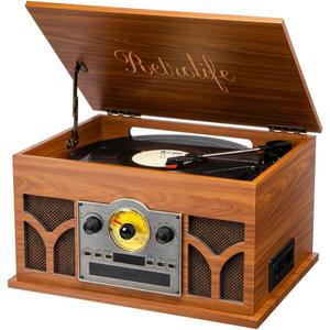 Retrolife® 10-in-1 Record Player with Speakers and Bluetooth-Mahogany