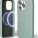 MOFT Designed for iPhone 15 Pro Max Case, MOVAS Vegan Leather Soft & Smooth & Anti-Scratch Protective Phone Case, Compatible with MagSafe, Fine Fiber Lining, Lifted Camera Ring Magnetic Case, Seafoam