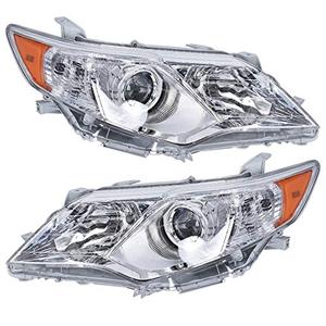 waltyotur Headlights Assembly Replacement for 2012 2013 2014 Camry Polycarbonate Lens ABS Plastic Housing Projector Headlamps Left+Right (Chrome)
