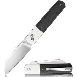 Folding Pocket Knife, Stainless Steel Blade, Black G10 Handle, Modern Design (black)