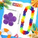 Set of 36 Hawaiian Leis Flower Lei Hawaiian Necklace Tropical Hawaii Luau Party Favors Decoration for Beach Birthday Graduation Kids Photo Prop, 41 Inches (Rainbow)
