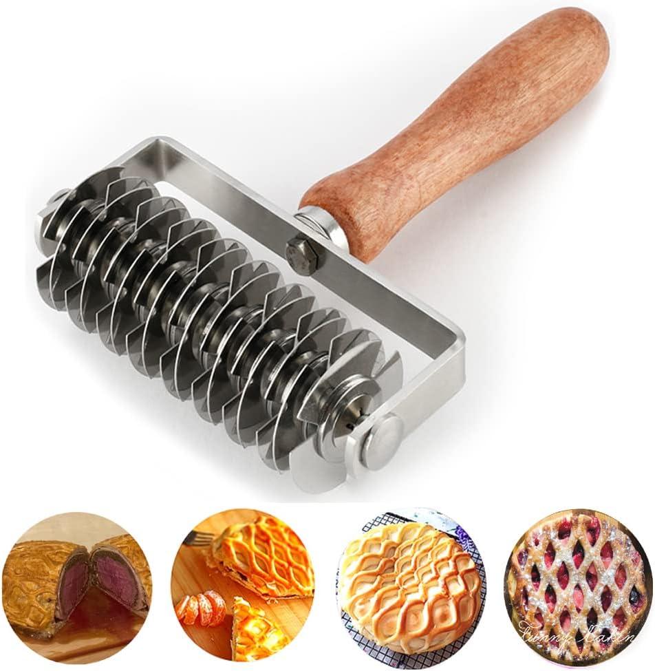 Pastry Lattice Roller Cutter - Stainless Steel Dough Lattice for Pie Pizza, Bread, Beef Wellington, Pastry Crust Roller Cutter