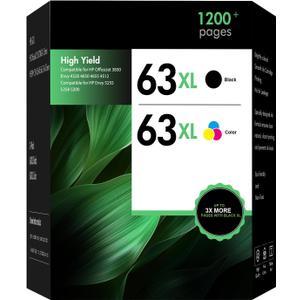 63 63XL Ink Cartridges Combo Pack Envy 4520 OfficeJet 3830 Replacement for HP 63XL Ink Cartridges Black and Color for HP Envy 4512 OfficeJet 4650 5255 5258 5200 DeskJet 1112 Printer 2-Pack