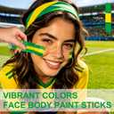 2 x Green Yellow and Green Brazil Face Paint Stick for World Cup Fans, Sweatproof & High Pigment Sports Face Body Paint Sticks for Football, Rugby, Softball, Baseball, Lacrosse, Party Accessories