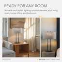 Adesso Duet Table Lamp with Dual Pull Chains, Antique Bronze Finish, Taupe Fabric Shade 27 Tall, Versatile Bedside Table or Desk Lamp