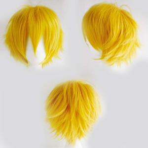 S-noilite Unisex Cosplay Yellow Wig Short Fluffy Straight Hair Wig Women Mens Cartoon Anime Con Party Halloween Costume Dress Full Wigs Yellow