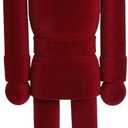 Luxury Red Velvet Nutcracker Soldier Figurine - 15 Inch Tall Wooden Christmas Decoration - Elegant Holiday Figurine Mantel & Tabletop Decor - Collectible Xmas Gift (FLK-Red, 38cm)
