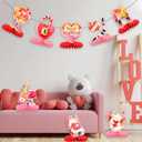 2 x Large, Pack of 8 | 3D Valentine Honeycomb Centerpiece, Red and Pink Valentines Day Centerpieces Table Decorations for Valentine's Day Party Supplies Ideas, Favors