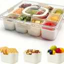 12 Compartment Snack Box, Portable Snackle Box Container, Divided Serving Tray with Lid and Handle Charcuterie Containers Fruit Nuts Platter, Clear Storage Organizer for Party Picnic Travel