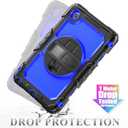 SEYMAC stock Tablet Case for Lenovo Tab One / K9 (TB305FU) 8.7 inch Drop-Proof Protection Cover with 360 Rotate Stand & Strap [Pen Holder] & Screen Protector 2025, Deepblue+Black