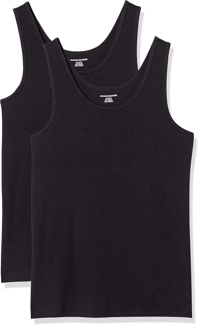 Amazon Essentials Women's Slim-Fit Tank Top, Pack of 2 (XX-Large, Black)