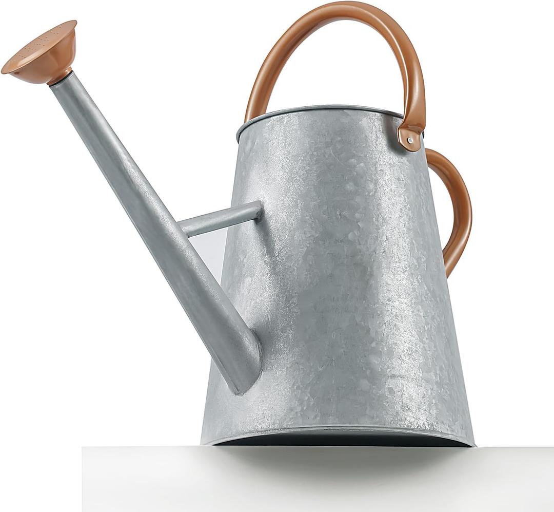 Metal Watering Can with Removable Spout, 1.5 Gallon Large Watering Cans for Plants, Galvanized Steel Gardening Water Can for Indoor & Outdoor Use, Watering Pot with Ergonomic Movable Handle(Silver)