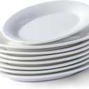 8 Inch Ceramic Appetizer Plates Oval, Porcelain Dessert Plates, Small Salad Plates Set, Small White Serving Plates for Salad, Appetizer, Snack, Sushi, Microwave, Dishwasher Safe, Set of 8