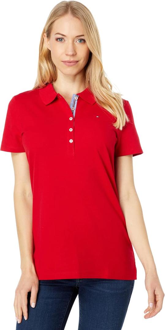 Tommy Hilfiger Solid Short Sleeve Polo (X-Large, Scarlet) (US 16-18)