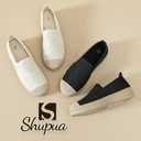Shupua Womens Espadrilles Slip on Shoes Stylish Lace Casual Loafers Lightweight Platform Sneakers Comfortable Spring Flat Shoes for Office, Work, Walking, Size 39 (US 8)