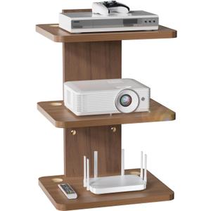 WALI Floating TV Shelf, 3 Tier Projector Shelf for DVD Players, Routers, Game Consoles, Cable Boxes, Living Room Decor Accessories, Wall Mount Shelves Holds Up to 22lbs (CS303N), 3-Shelf, Walnut Brown