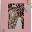 4x6 Love Picture Frame Pink Vertical with Silver Heart for Table Top and Wall Mounting-Distressed Wooden Photo Frame HD Glass Inside (pink3)