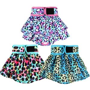 wegreeco Dog Diapers Female (3 Pack), Highly Absorbent Dog Diapers for Female Dogs, Washable Dog in Heat, Incontinence, or Excitable Urination (Colorful Leopard, Small)