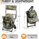 Portal Backpack Cooler Chair Fishing Chairs with Backrest Folding Camping Stool Compact for Outdoors Hiking Hunting Travel, Supports 350 lbs Capacity