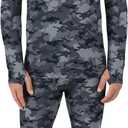 Cuddl Duds Mens Heavyweight Cold Weather Fleece Lined Thermal Set  Long Sleeve Shirt & Leggings  Lounge Sets for Men (Large, Black Camo)
