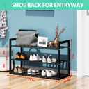 Jripae Bamboo Shoe Rack for Entryway, Stackable 3 Tier Shoe Organizer Shelf Storage 9-12 Pairs Shoes Stand Cubby for Closet Door Hallway Bedroom Garage Black, Thanksgiving, 3-tier-short/27.5*10.5*17in