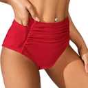 SherryDC Women's High Waisted Swimsuit Bottom Ruched Tummy Control Bikini Swim Bottom Tankini Briefs with Two Pockets XL