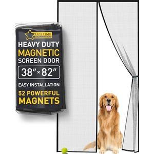 Flux Phenom Magnetic Screen Door - Bugs Out, Breeze in - 9min Install Auto-Sealing Heavy Duty Double Stitched Mesh, 52 Magnets, Hands Free Sliding & Patio Doors Net, Pet & Kid Friendly, 38 x 82 Inch, Pack 2