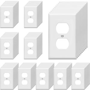 ENERLITES Duplex Wall Plates, Electrical Outlet Covers, Standard Size 1-Gang 4.50" x 2.76", Unbreakable Polycarbonate Thermoplastic, 8821-W-100PCS, White, 100 Pack