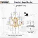 Large Modern Crystal Wall Lights - 6 Lights Maria Theresa Wall Lamp Chandelier Light Fixtures, Gold Wall Mounted Sconce for Hotel, Living Room, Hall, Lobby