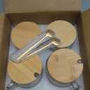 4-Pack Vintage Glass Coffee Mugs with Bamboo Lids & Spoons - 14oz Clear Embossed Glass Cups for Iced Coffee, Overnight Oats Jars, Unique Housewarming Gifts for Women, Coffee Bar Accessories