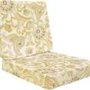 HEBE Outdoor Deep Seat Cushion Set,Waterproof Patio Chair Cushions & Back Cushion for Patio Furniture with Fade Resistant Removable Cover,for Sofa Couch,Floral Beige (Seat 19x19 In + Back 19x16 In)