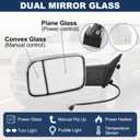 Pair Tow Side Mirror Manual Flip Fold with Heated Puddle LED Turn Signal | Compatible with 2009-2018 Dodge Ram 1500 2500 3500 2019-2024 Ram 1500 Classic Chrome