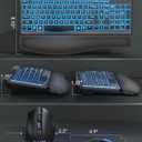 SABLUTE Wireless Keyboard and Mouse Combo Ergonomic - MA12Pro Wave Keyboard with Leather Wrist Rest for Comfortable Typing, RGB Backlit Rechargeable for Windows, Mac, PC, Laptop