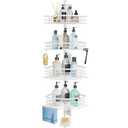 Consumest Corner Shower Caddy Tension Pole - Rustproof Shower Shelves with Towel Bar & Soap Holder, Adjustable Bath Organizer for Bathroom Storage, 27.6-108.3 inch, White