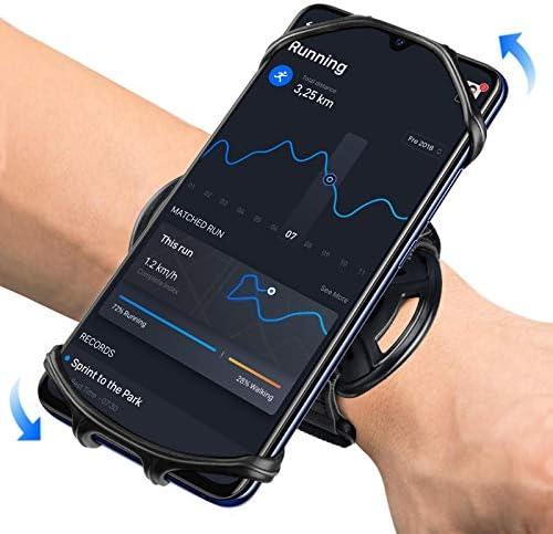 HLOMOM Wristband Running Phone Holder for iPhone 16/15/14/13/12/11/ Pro/X/8 Plus/8/7, 360°Rotatable with Key Holder, Sports Wristband for Samsung Galaxy and All 4''-6.5''Phones (Non-Removable-S)