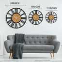 1st owned Wall Clocks for Living Room Decor,13" Vintage,Round Silent Non Ticking,Black Metal,Modern Wood Clocks for Home Bedroom,Kitchen,Garden,Office,Cafe,Modern Wall Decoration -Roman Numerals