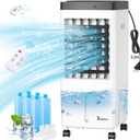 Evaporative Air Cooler, Swamp Cooler with 3 Gal Water Tank, 20H Cooling Time Swamp Cooler Air Conditioner, 80oscillation,Portable Cooling Fan for Office/Room/Garage/Kitchen(Include 6 Ice Packs)