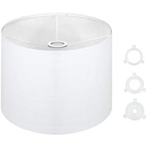 OTTOSEA White Drum Lampshade 13''Top X 13'' Bottom X 10'' High, for Table, Floor & Bedside Lamps Natural Linen Hand Crafted, Easy Assembly Required，Lnclude E26-E14-11mm Adapter Ring