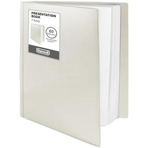 Dunwell Binder with Plastic Sleeves 60-Pocket (Ivory), Presentation Book, 8.5 x 11 Portfolio Folder with Clear Sheet Protectors, Displays 120 Pages of Documents, Certificates, Keepsakes