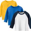 Toddler Boys Long Sleeve T-Shirts Kids Basic Crewneck Cotton Tee Shirts
