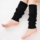 Loritta Womens Leg Warmers Winter Warm Knit Long Boot Socks Slouch Knee High 80s for Party, 2 Pairs(black+wine Red)