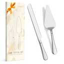 SANEXC Cake Cutting Set for Wedding - Extended Cake Knife And Server Set Thickened Stainless Steel Cake Cutter and Pie Spatula Great for Birthday Anniversary Christmas Gift Silver 2 Pcs